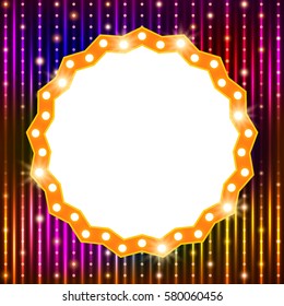Shining background with retro casino light banner. Vector illustration