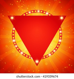 Shining background with retro light banner. Vector illustration