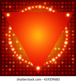 Shining background with retro light banner. Vector illustration