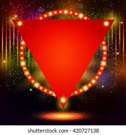 Shining background with retro light banner. Vector illustration