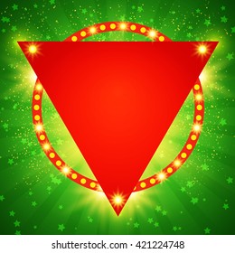 Shining background with retro light banner. Vector illustration