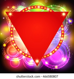 Shining background with retro light banner. Vector illustration