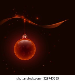 
shining balloon and burning sparks, christmas, neon ribbon, vector