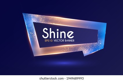 Shining banner with gold dust. Futuristic light effect.