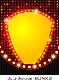 Shining banner on Red shine abstract mosaic background. Vector illustration