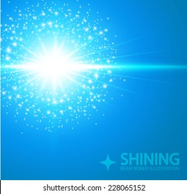Shining beam bokeh illustration. Vector. 
