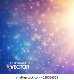 Shining beam bokeh illustration. Vector illustration