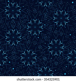 Shining beautiful snowflakes. Seamless winter pattern
