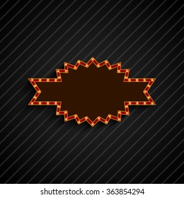Shining Billboard sign blue with black background.vector