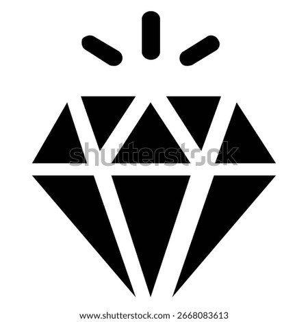 Shining Black Diamond Icon Animation on White Background 