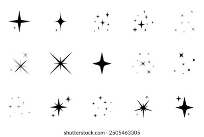 shining black stars pack, stars at night for a beautiful Vectors