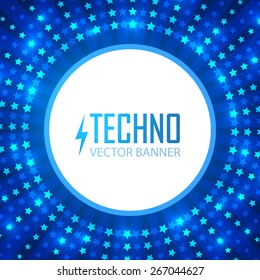 Shining blue circle techno template.  Vector illustration