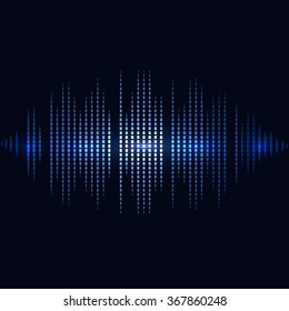 Shining blue digital equalizer background with flares.  vector illustration