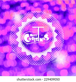 Shining blue purple background. Merry Christmas. Vector 