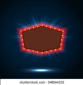 Shining blue retro billboard with space for text blue background .vector