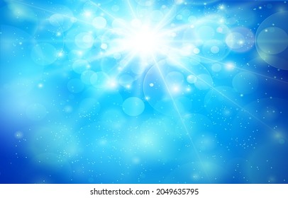 shining blue sky with water bubble bokeh effect background vector illustration.