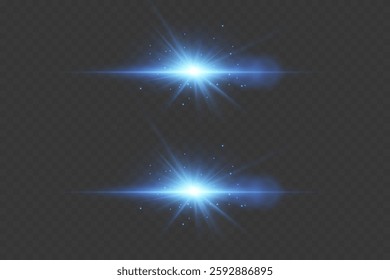 Shining blue star light effect. On a transparent background.