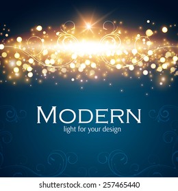 Shining blur bokeh background with swirls for your beauty design. Vector illustration