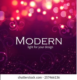 Shining blur bokeh background with swirls for your beauty design. Vector illustration