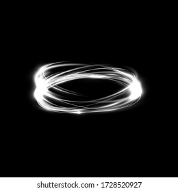 Shining Blurry Circles. Luminous Rings. Glow Light Swirl Trail. Slow Shutter Speed Effect. Shiny Frame. Abstract Lucid Background. Transparent Light Vector Illustration