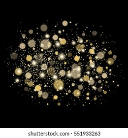 Shining bokeh illustration. Vector golden circle.