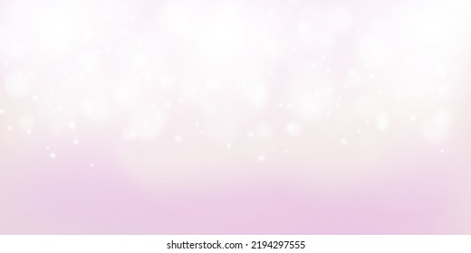 Shining bokeh isolated on a light cream and pink background. Light isolated lanterns. Transparent blurry shapes. Abstract light effect. Vector illustration.
