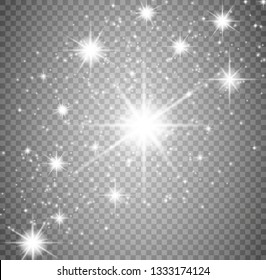 Shining bokeh isolated on transparent background. Christmas concept