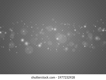 Shining bokeh isolated on transparent background. Glow light effect. The dust sparks and stars shine with special light. Christmas flash. Sparkling magical white dust particles. Vector illustration. 