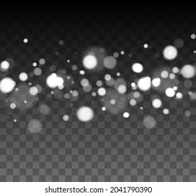 Shining bokeh isolated on transparent background. Bokeh lights with glowing particles isolated. Christmas concept
