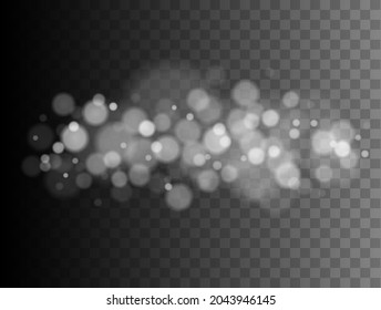 Shining bokeh isolated on transparent background. Bokeh lights with glowing particles isolated. Christmas concept