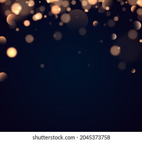 Shining bokeh isolated on transparent background. Golden bokeh lights with glowing particles isolated. Christmas concept