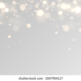 Shining bokeh isolated on transparent background. Golden bokeh lights with glowing particles isolated. Christmas concept