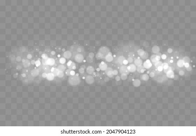 Shining bokeh isolated on transparent background. Bokeh lights with glowing particles isolated. Christmas concept