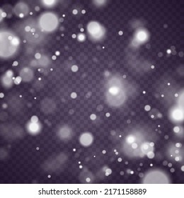 Shining bokeh isolated on transparent background. Glow light effect. The dust sparks and stars shine with special light. Christmas flash. Sparkling blur magical white dust particles. Vector. 