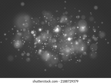 Shining bokeh isolated on transparent background. Glow light effect. The dust sparks and stars shine with special light. Christmas flash. Sparkling blur magical white dust particles. Vector. 