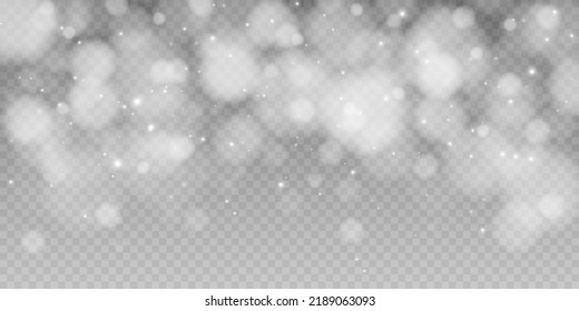 Shining bokeh isolated on transparent background. Light isolated lights. Transparent blurry shapes. Abstract light effect. Vector illustration.