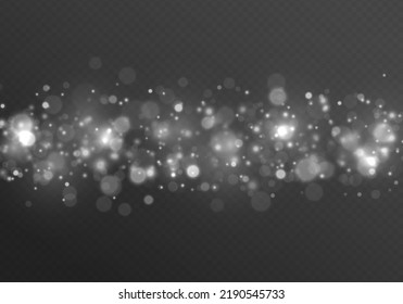 Shining bokeh isolated on transparent background. Glow light effect. The dust sparks and stars shine with special light. Christmas flash. Sparkling blur magical white dust particles. Vector. 