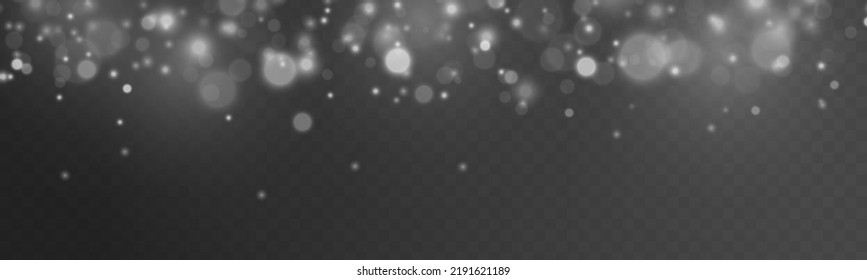 Shining bokeh isolated on transparent background. Glow light effect. The dust sparks and stars shine with special light. Christmas flash. Sparkling blur magical white dust particles. Vector. 