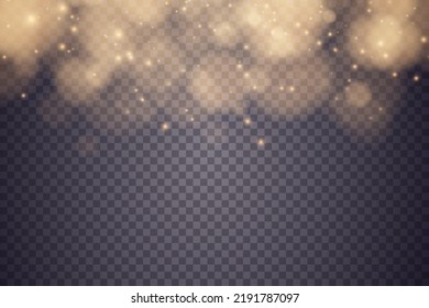 Shining bokeh isolated on transparent background. Light isolated lights. Transparent blurry shapes. Abstract light effect. Vector illustration.