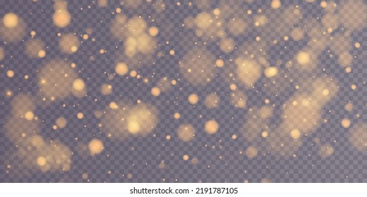 Shining bokeh isolated on transparent background. Light isolated lights. Transparent blurry shapes. Abstract light effect. Vector illustration.