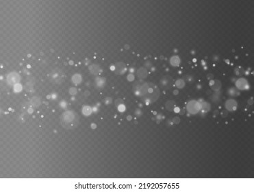Brillante bokeh aislado en un fondo transparente. Efecto luminoso. El polvo brilla y las estrellas brillan con luz especial. Navidad. Parpadeando partículas mágicas de polvo blanco. Vector. 