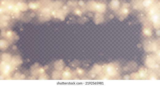 Shining bokeh isolated on transparent background. Light isolated lights. Transparent blurry shapes. Abstract light effect. Vector illustration.
