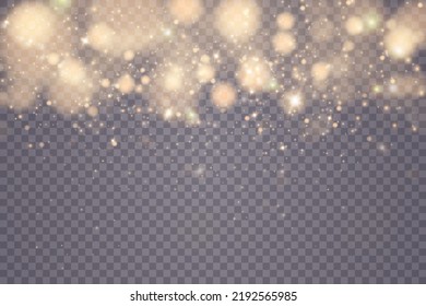Shining bokeh isolated on transparent background. Light isolated lights. Transparent blurry shapes. Abstract light effect. Vector illustration.