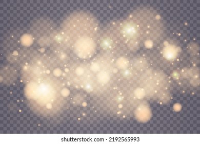 Shining bokeh isolated on transparent background. Light isolated lights. Transparent blurry shapes. Abstract light effect. Vector illustration.