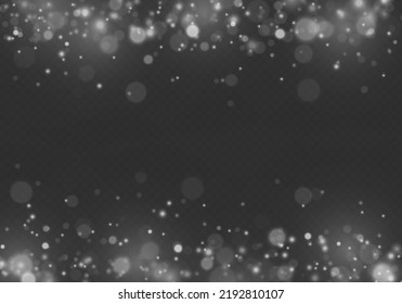Shining bokeh isolated on transparent background. Glow light effect. The dust sparks and stars shine with special light. Christmas flash. Sparkling blur magical white dust particles. Vector. 