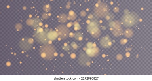 Shining bokeh isolated on transparent background. Light isolated lights. Transparent blurry shapes. Abstract light effect. Vector illustration.