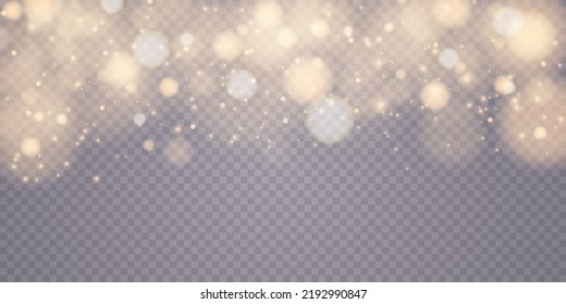 Shining bokeh isolated on transparent background. Light isolated lights. Transparent blurry shapes. Abstract light effect. Vector illustration.