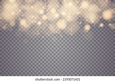 Shining bokeh isolated on transparent background. Light isolated lights. Transparent blurry shapes. Abstract light effect. Vector illustration.