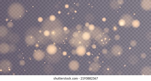 Shining bokeh isolated on transparent background. Light isolated lights. Transparent blurry shapes. Abstract light effect. Vector illustration.