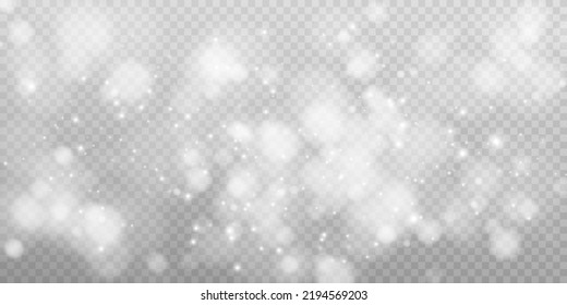 Shining bokeh isolated on transparent background. Light isolated lights. Transparent blurry shapes. Abstract light effect. Vector illustration.